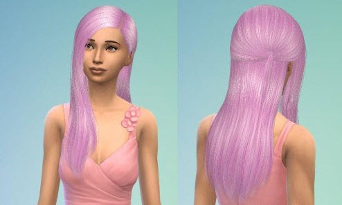 模拟人生4(The Sims 4)紫色长发后小辫mod 绿色版0