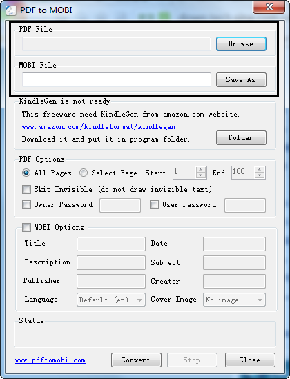 电子书格式转换器(PDF to MOBI) v1.0 免费版0