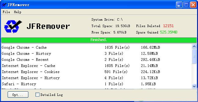 JFRemover(电脑清理垃圾缓存) v1.0 绿色版0