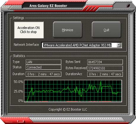 Ares Galaxy EZ Booster网络共享加速工具 v3.9.0.0 免费版0