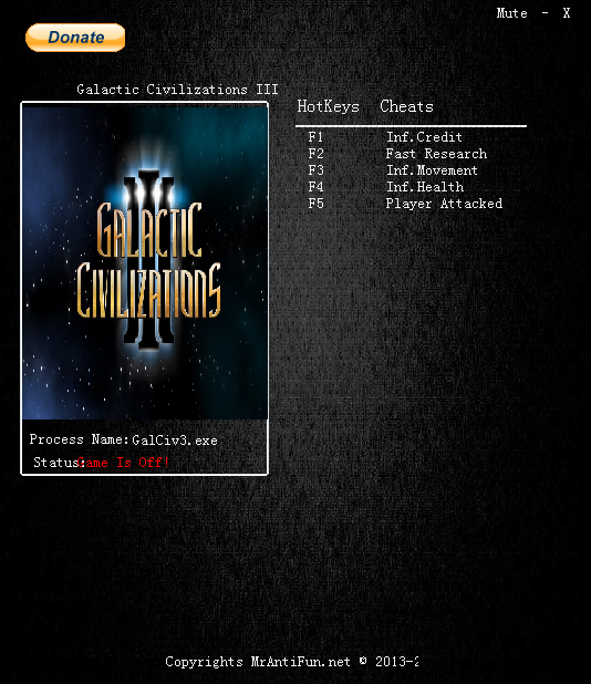 銀河文明3四項修改器 v1.1 MrAntiFun版 0
