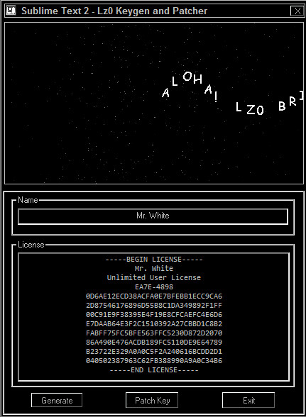 sublime text 3 注冊機0