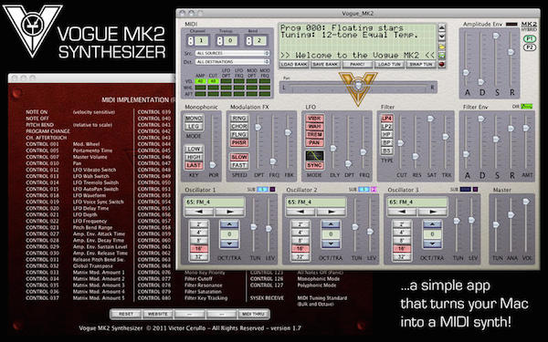 八音獨立合成器 for mac v1.8.6 蘋果電腦版_Vogue MK2 Synthesizer 0