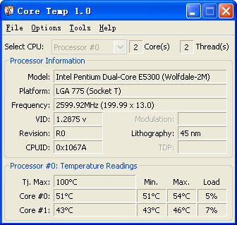 core temp(CPU温度检测软件) v1.17 中文版0