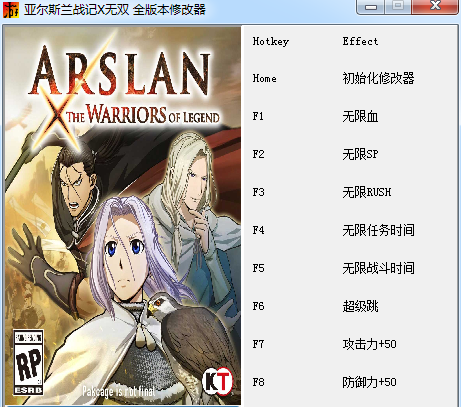 亚尔斯兰战记X无双八项修改器 v1.0 绿色版0