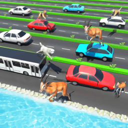 动物公路跳跃(Animal Pets Traffic Highway Cross)
