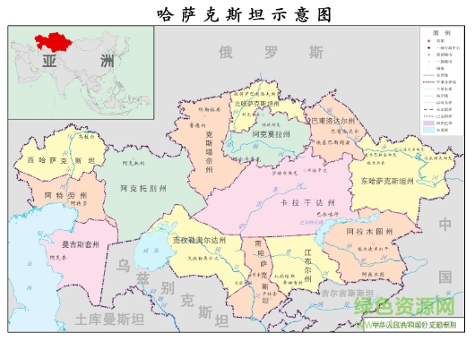 哈萨克斯坦地图中文版