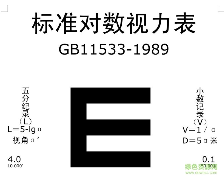 標(biāo)準(zhǔn)對數(shù)視力表高清大圖(A4打印版)0