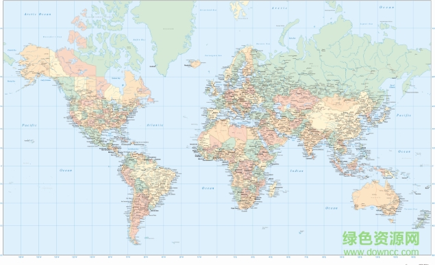 世界地图英文版高清版大图 13334x8341一亿像素0