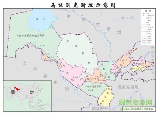 乌兹别克斯坦地图中文版 jpg格式0