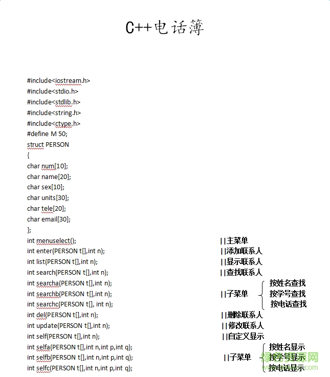 c++电话簿作业编程 word版0