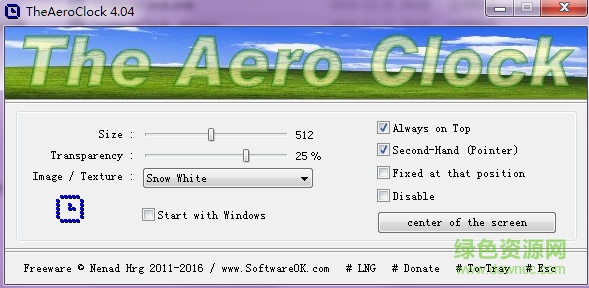 TheAeroClock(透明桌面時鐘) v4.04 綠色版 0