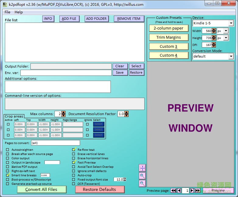 k2pdfopt GUI(Kindle的PDF轉(zhuǎn)換器) v2.4 官方最新版 0