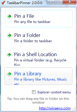 Taskbar Pinner(文件夹放到任务栏) v2.0 绿色免费版0