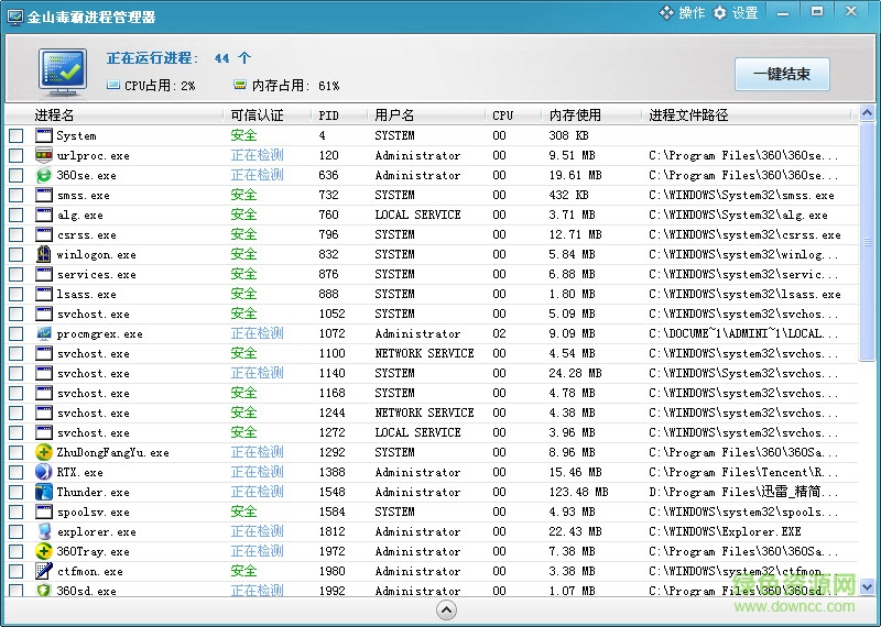 金山进程管理器绿色版 v1.0 独立版1