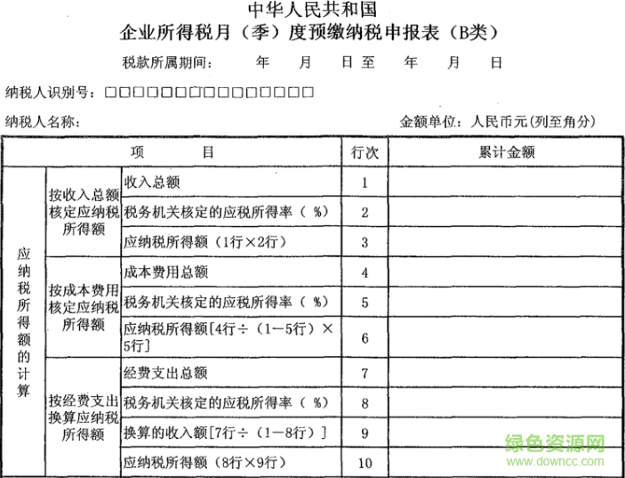 2019企业所得税申报表 含a/b类_附填表说明1