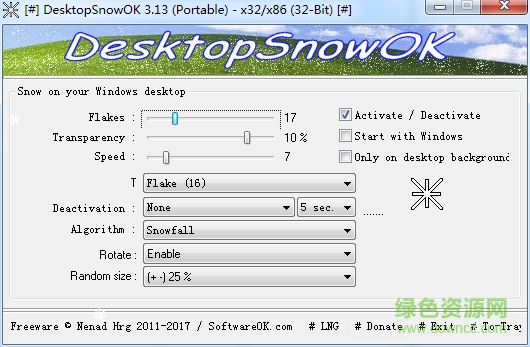 desktopsnowok(雪花動態桌面) v6.11 綠色免費版 0