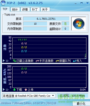 TCP-Z(TCP半开连接数修改补丁) V2.6.2.75 中文版0