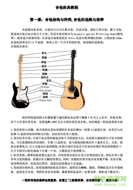 吉他入门经典教程全集 pdf高清电子版_附视频0