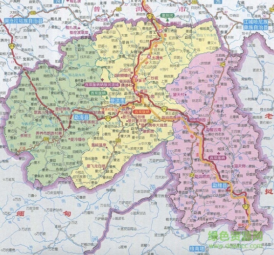 云南西双版纳地图全图
