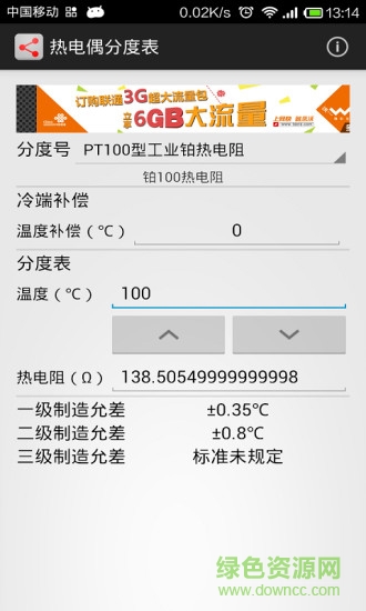 手機(jī)熱電偶分度表軟件indexing table v1.1 安卓版 3