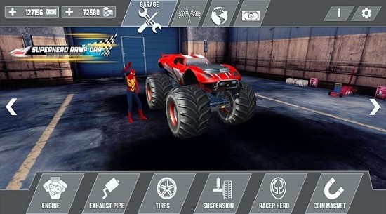 怪物卡車競賽Spider Mega Ramp Car2