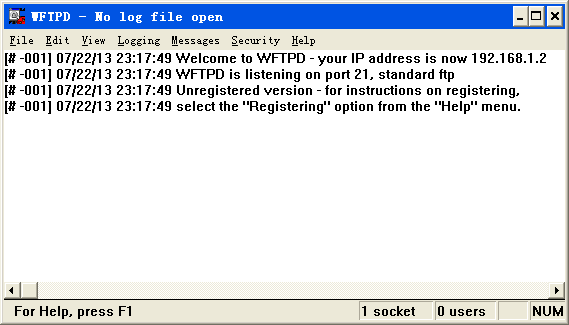 wftpd32文件传输(小型FTP服务器) v2.41 绿色版0