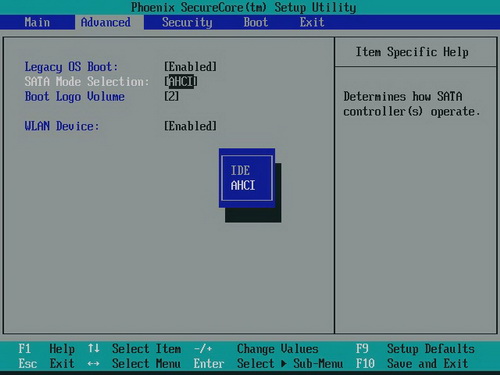 联想笔记本在BIOS SETUP中关闭硬盘的AHCI模式 - downcc.com